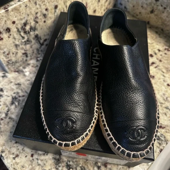 CHANEL | Shoes | Chanel Black Leather Mens Slipon Loafers 